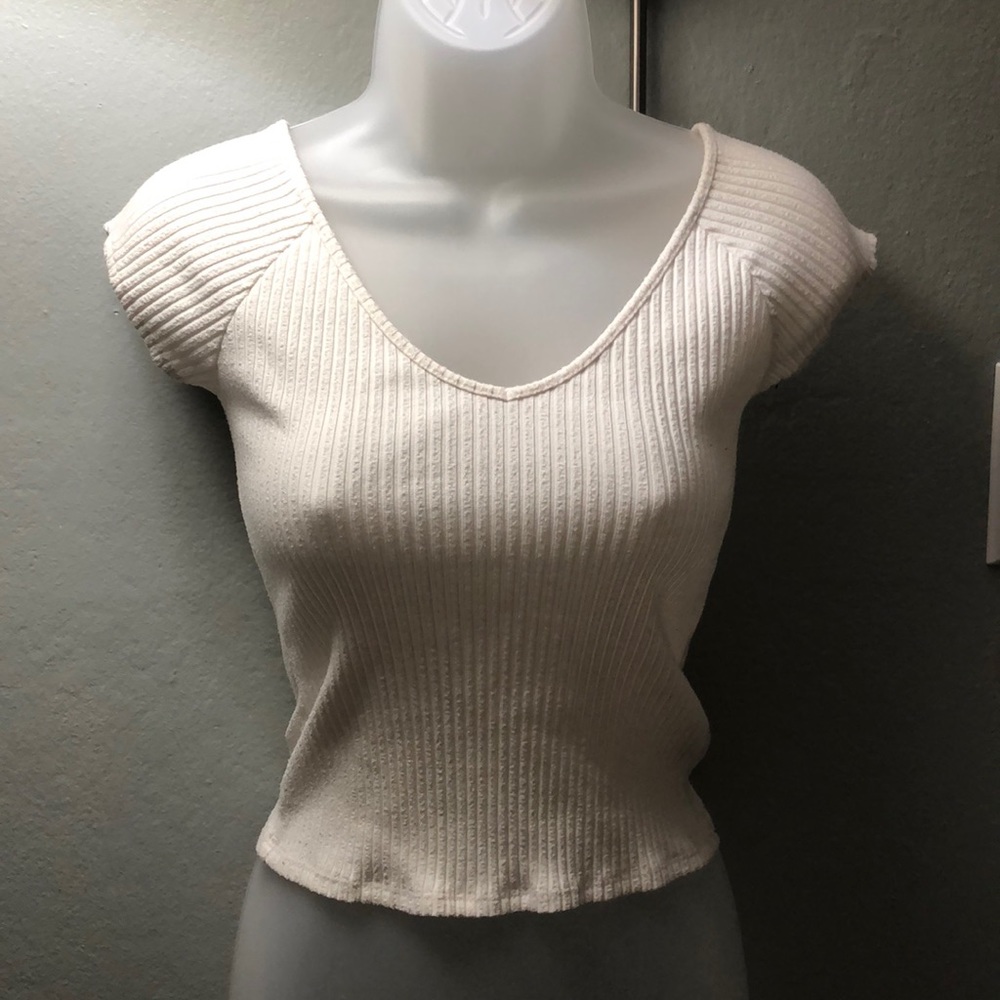 Guess White V Neck Top Size XS